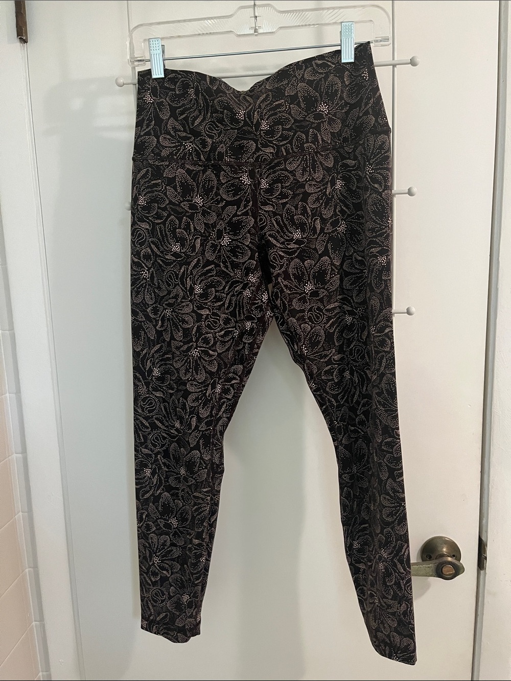 Lululemon Brown and Pink Floral Print High-Waist Leggings